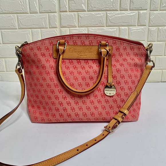 Dooney & Bourke Handbags - Dooney & Bourke Sig Canvas Florentine Leather Bag